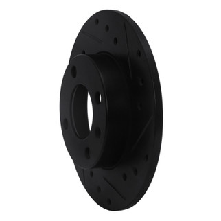 R1 86-93 Volkswagen Quantum Rear Right Drilled & Slotted Black Brake Rotor
