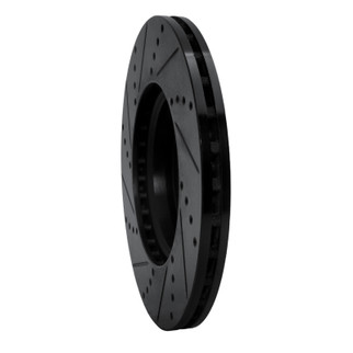 R1 08-25 Audi A4 Quattro Front Right Drilled & Slotted Black Brake Rotor