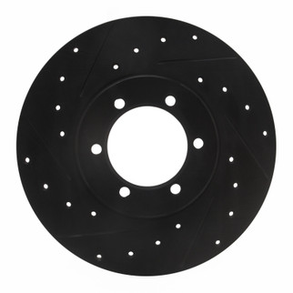 R1 78-82 Nissan 720 DATSUN Front Left Drilled & Slotted Black Brake Rotor