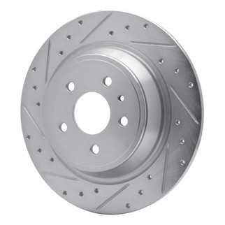 R1 13-20 Ford Fusion Rear Left Drilled & Slotted Silver Brake Rotor