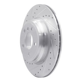 R1 12-20 BMW 340I Rear Left Drilled & Slotted Silver Brake Rotor