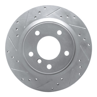 R1 08-13 BMW 128I Rear Left Drilled & Slotted Silver Brake Rotor
