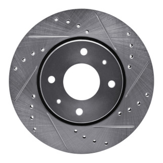 R1 00-04 Volvo V40 Front Right Drilled & Slotted Silver Brake Rotor