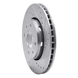 R1 00-04 Volvo V40 Front Right Drilled & Slotted Silver Brake Rotor