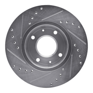 R1 00-04 Volvo V40 Front Right Drilled & Slotted Silver Brake Rotor
