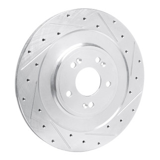 R1 21-26 Genesis G80 Rear Right Drilled & Slotted Silver Brake Rotor