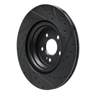 R1 20-26 Mercedes-Benz GLS580 Rear Left Drilled & Slotted Black Brake Rotor