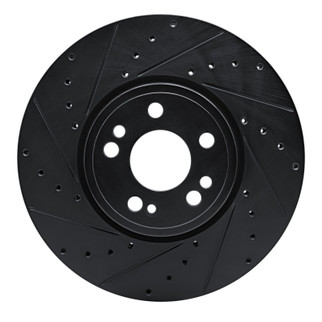 R1 20-23 Mercedes-Benz GLE350 Front Left Drilled & Slotted Black Brake Rotor