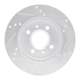 R1 91-02 Saturn SC Front Left Drilled & Slotted Silver Brake Rotor