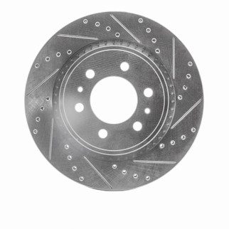R1 19-25 Cadillac Escalade Front Right Drilled & Slotted Silver Brake Rotor