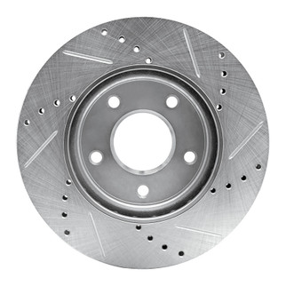 R1 11-25 Chevrolet City Express Front Left Drilled & Slotted Silver Brake Rotor