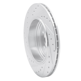 R1 04-10 BMW 528I Rear Right Drilled & Slotted Silver Brake Rotor