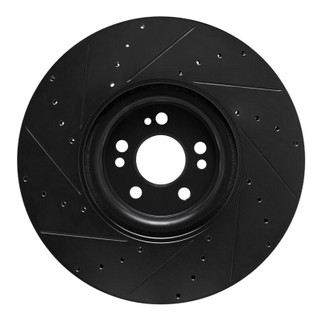 R1 20-26 Mercedes-Benz GLE450e Front Right Drilled & Slotted Black Brake Rotor