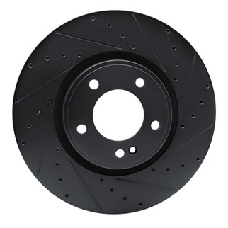 R1 19-25 Mercedes-Benz G550 Front Right Drilled & Slotted Black Brake Rotor