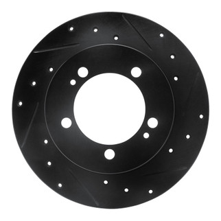 R1 90-94 Eagle TALON Rear Right Drilled & Slotted Black Brake Rotor