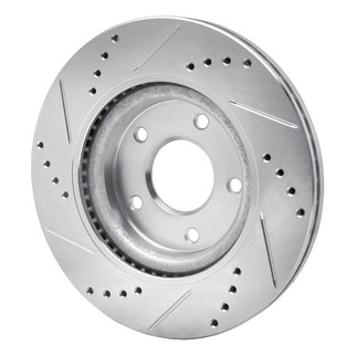 R1 11-19 Nissan Juke Front Right Drilled & Slotted Silver Brake Rotor