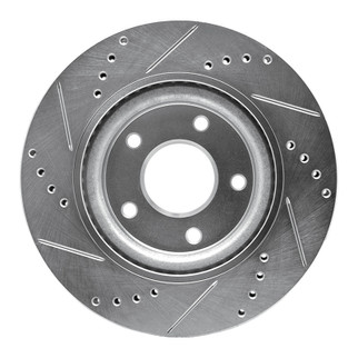 R1 11-19 Nissan Juke Front Right Drilled & Slotted Silver Brake Rotor