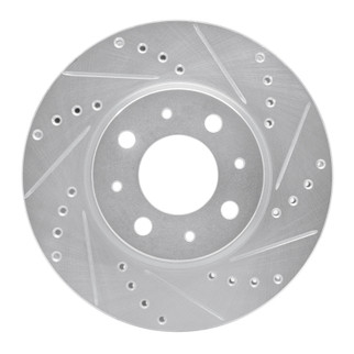 R1 93-95 Volvo 850 Front Left Drilled & Slotted Silver Brake Rotor