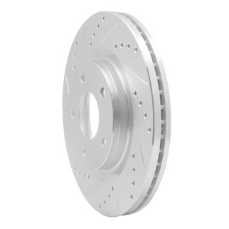 R1 11-19 Nissan SENTRA Front Left Drilled & Slotted Silver Brake Rotor
