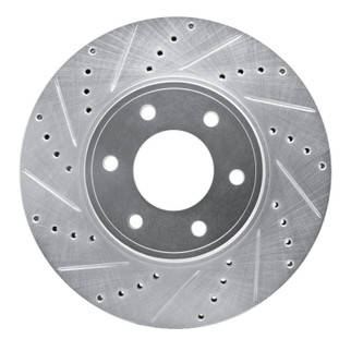 R1 06-09 Chevrolet Trailblazer Front Left Drilled & Slotted Silver Brake Rotor