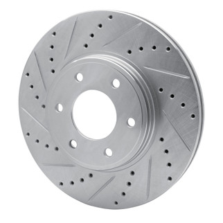 R1 06-09 Chevrolet Trailblazer Front Left Drilled & Slotted Silver Brake Rotor