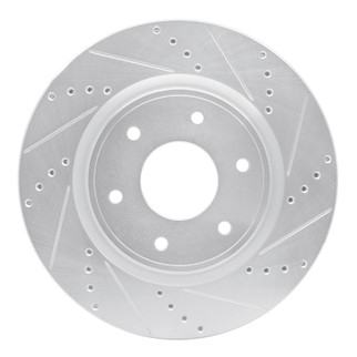 R1 05-07 Infiniti QX56 Front Right Drilled & Slotted Silver Brake Rotor