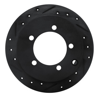 R1 97-04 Mitsubishi DIAMANTE Rear Left Drilled & Slotted Black Brake Rotor