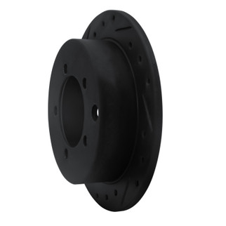 R1 97-04 Mitsubishi DIAMANTE Rear Left Drilled & Slotted Black Brake Rotor