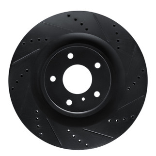 R1 19-24 Infiniti QX50 Front Right Drilled & Slotted Black Brake Rotor
