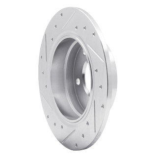 R1 91-99 BMW 323I Rear Right Drilled & Slotted Silver Brake Rotor