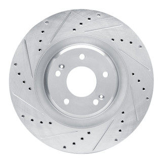 R1 19-22 Hyundai Veloster N Front Left Drilled & Slotted Silver Brake Rotor