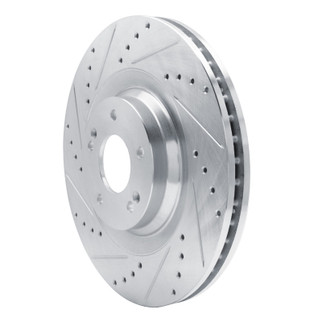 R1 19-22 Hyundai Veloster N Front Left Drilled & Slotted Silver Brake Rotor