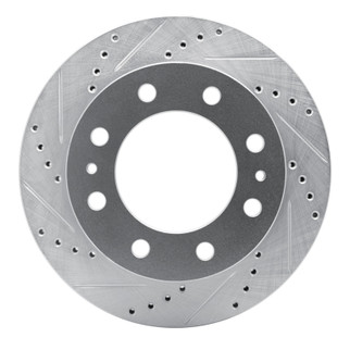 R1 20-25 Chevrolet Silverado 3500 HD Rear Left Drilled & Slotted Silver Brake Rotor