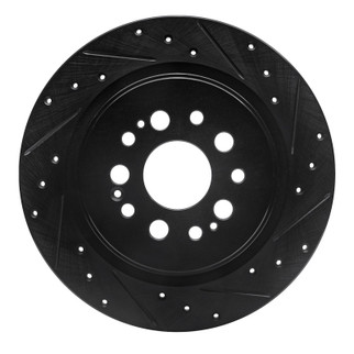 R1 17-25 Acura RDX Rear Right Drilled & Slotted Black Brake Rotor