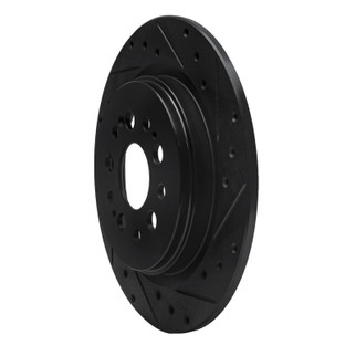R1 17-25 Acura RDX Rear Right Drilled & Slotted Black Brake Rotor