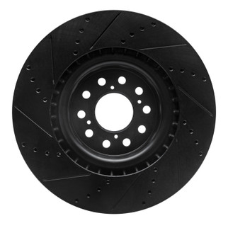 R1 17-25 Acura Integra Front Right Drilled & Slotted Black Brake Rotor