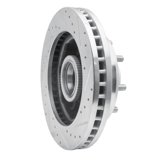 R1 01-02 Chevrolet Express 3500 Front Left Drilled & Slotted Silver Brake Rotor