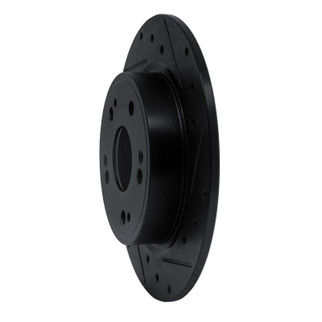 R1 16-16 Honda CR-Z Rear Right Drilled & Slotted Black Brake Rotor