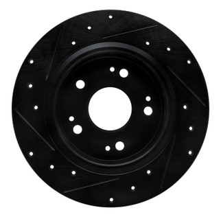 R1 16-16 Honda CR-Z Rear Right Drilled & Slotted Black Brake Rotor