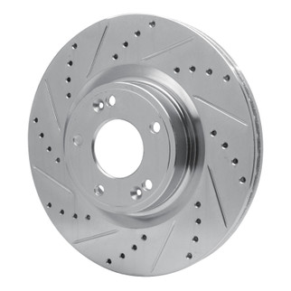 R1 09-11 Hyundai Genesis Sedan Front Left Drilled & Slotted Silver Brake Rotor