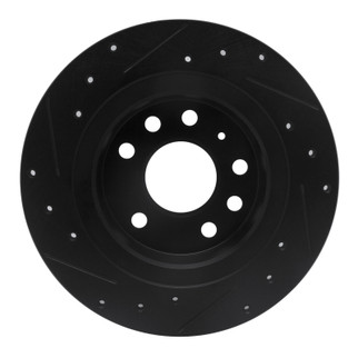 R1 03-11 Cadillac BLS (Mexico) Rear Right Drilled & Slotted Black Brake Rotor