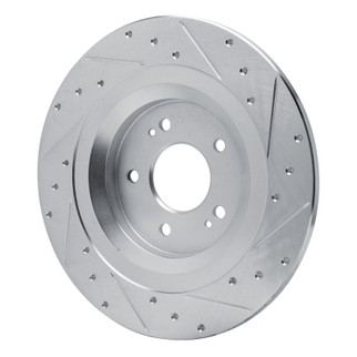 R1 22-25 Hyundai SANTA FE Rear Left Drilled & Slotted Silver Brake Rotor