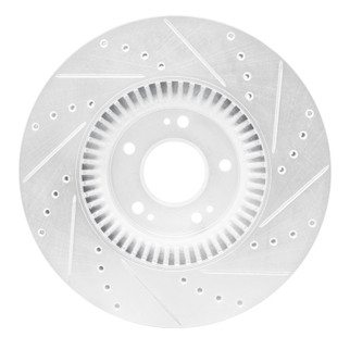 R1 09-14 Hyundai Genesis Sedan Front Left Drilled & Slotted Silver Brake Rotor