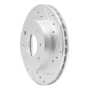 R1 85-89 Nissan STANZA Front Right Drilled & Slotted Silver Brake Rotor