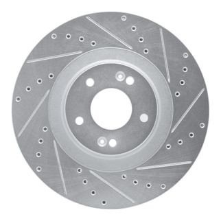 R1 20-25 Hyundai Palisade Front Right Drilled & Slotted Silver Brake Rotor