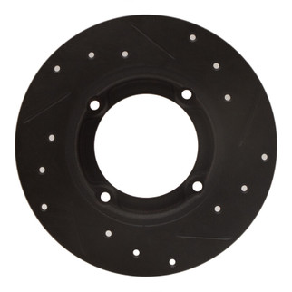 R1 73-79 Honda Civic Front Left Drilled & Slotted Black Brake Rotor
