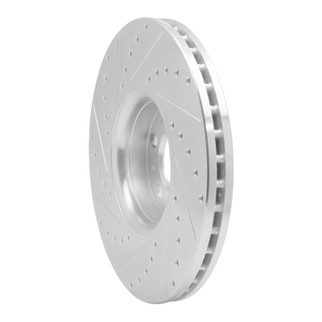 R1 03-14 Volvo XC90 Front Right Drilled & Slotted Silver Brake Rotor