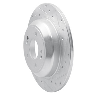 R1 18-23 Genesis G70 Rear Right Drilled & Slotted Silver Brake Rotor