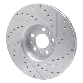 R1 03-14 Volvo XC90 Front Left Drilled & Slotted Silver Brake Rotor