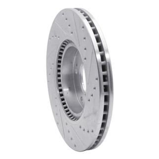 R1 05-24 Hyundai Veloster Front Left Drilled & Slotted Silver Brake Rotor